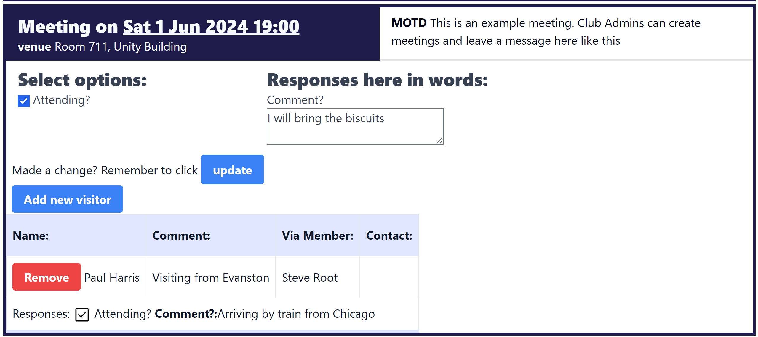 Screenshot of how responding to meetings looks